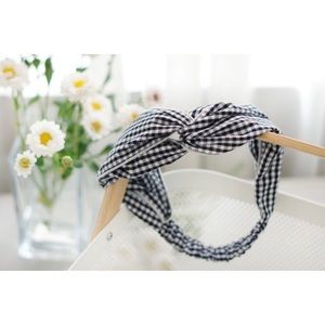 Black and White Gingham Boho Knot Headband